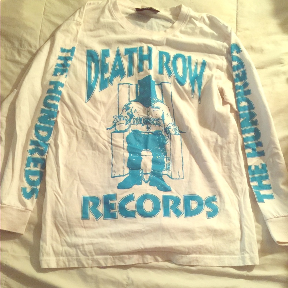 Long sleeve death row shirt in blue and white